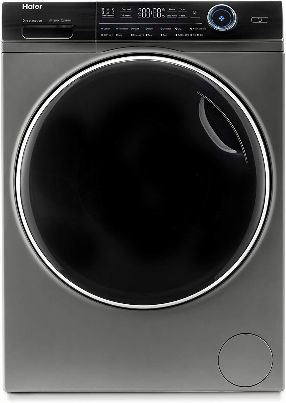 Haier HWD100-B14979S Freestanding Washer Dryer, Direct Motion and LED Display, 1400RPM 10kg/6kg Load, Graphite