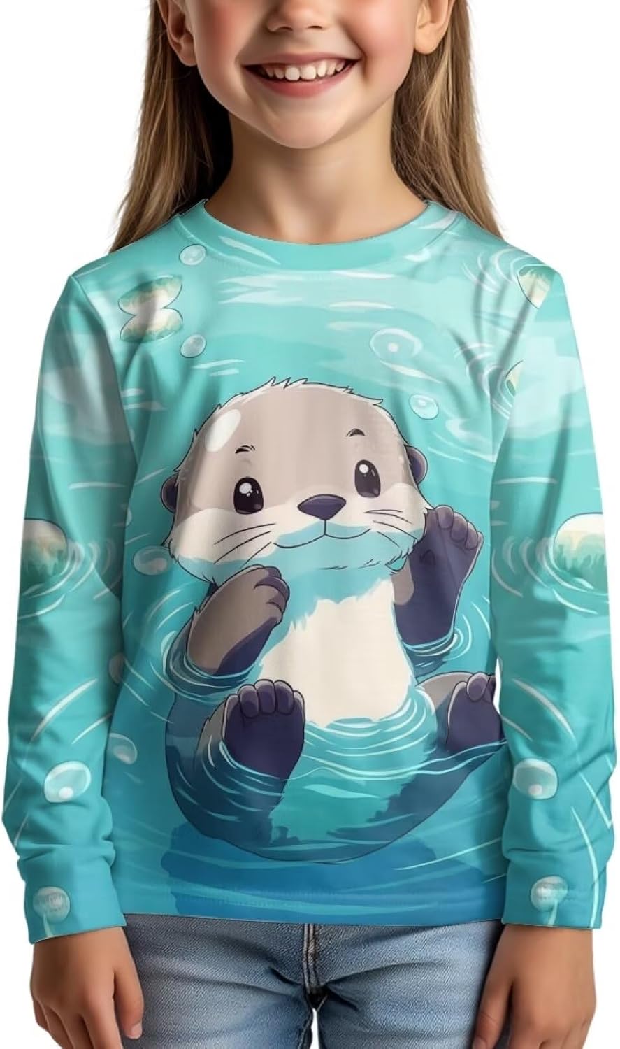 Long Sleeve Shirts for Girls 3-16Y Graphic Tee Top Cute Crewneck T-Shirts Loose Tunic Blouses