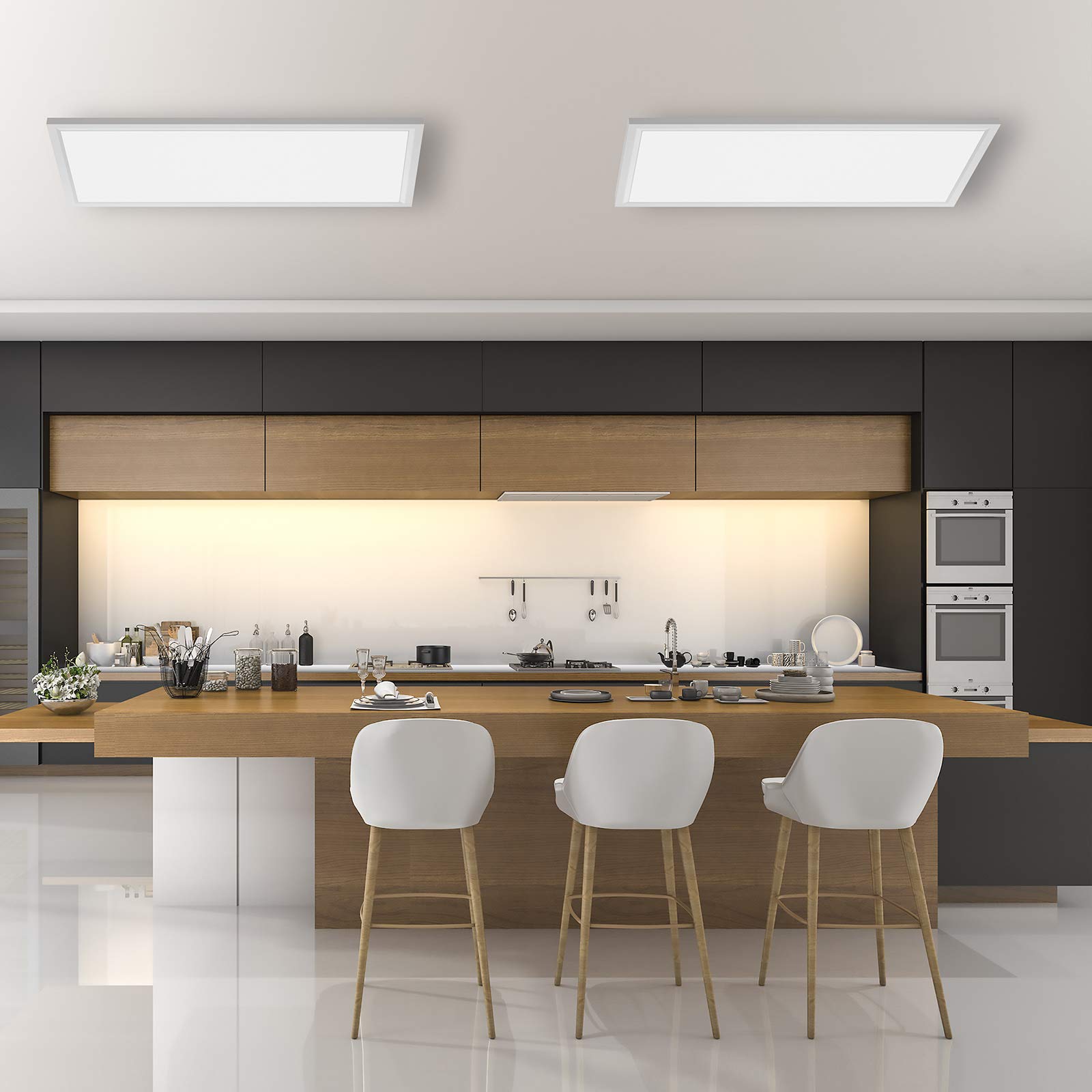 IMPTS LED Panel Deckenleuchte 60x30cm Dimmbar LED Deckenlampe flach mit Fernbedienung 3000K-6500K Warmweiß Naturweiß Kaltweiß 30W Lampe für Büro Schlafzimmer Esszimmer Flur Hotel