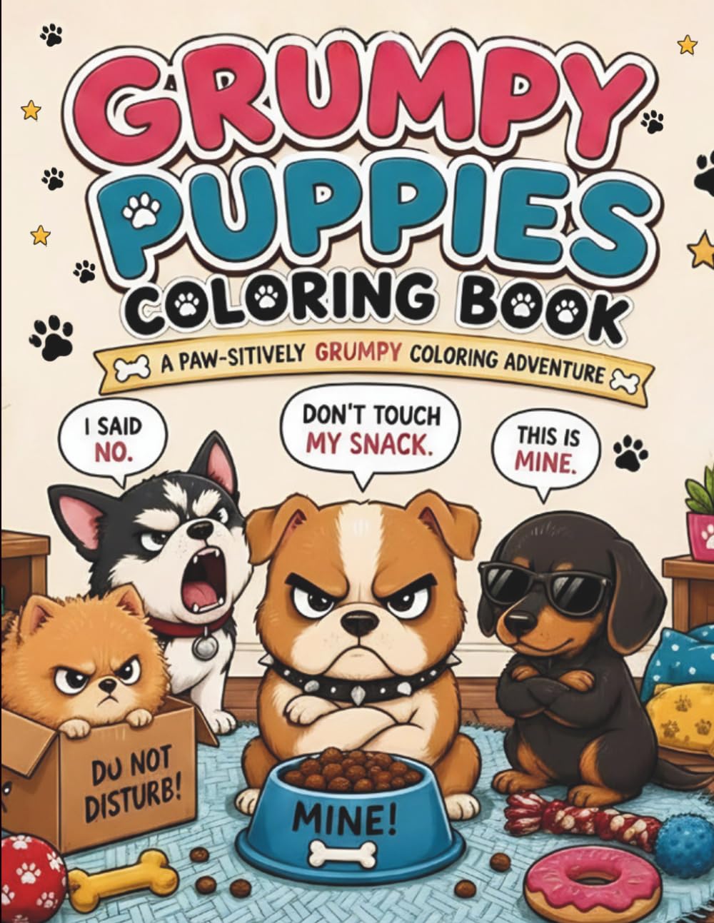 Grumpy Puppies Coloring Book: A Funny and Relaxing Coloring Book for Adults and Teens Featuring Cute Angry Dogs with Big Attitudes