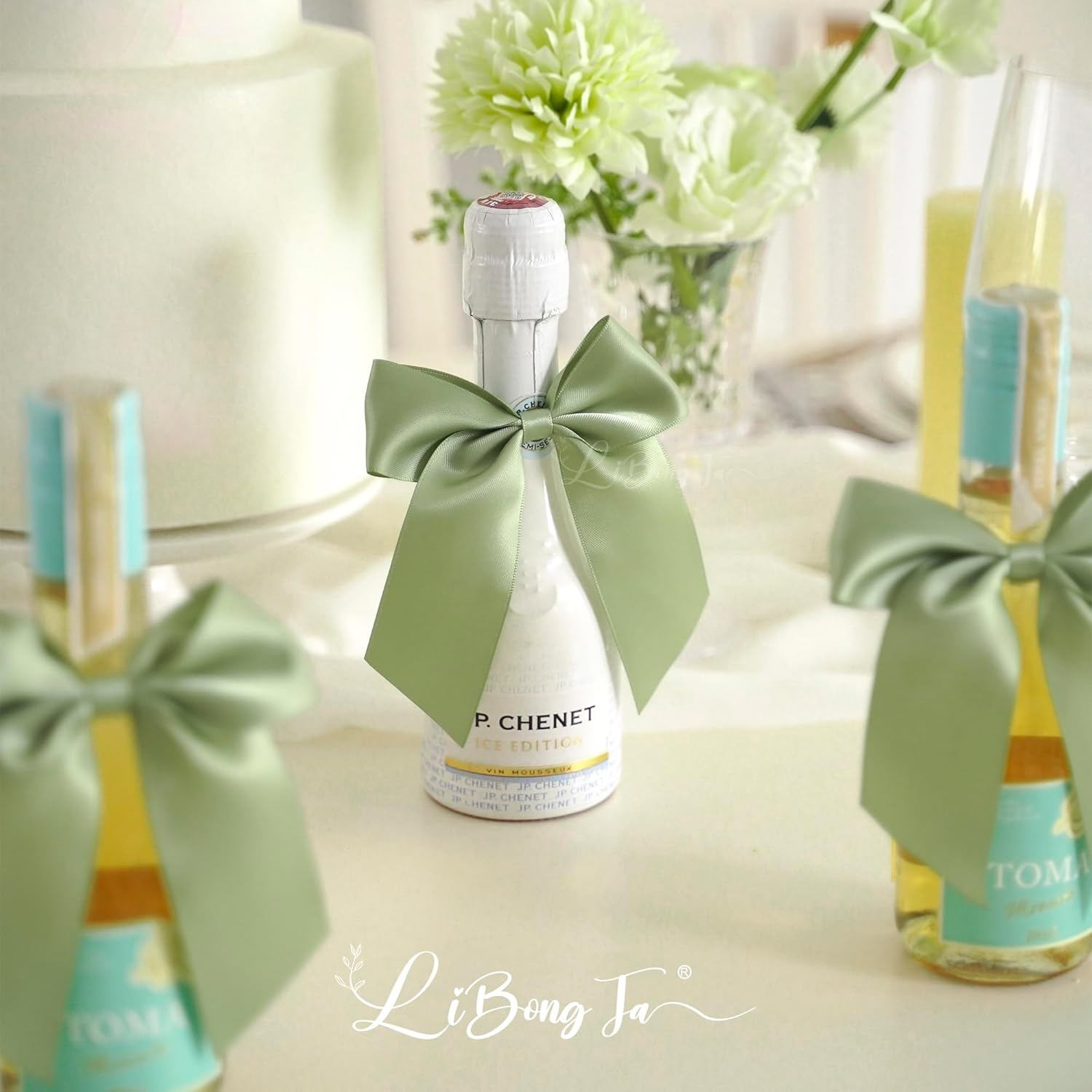 4.5" Satin Ribbon Sage Green Bows for Gift Wrapping, Twist Tie Bows, Cute Bows for Crafts, Party Favors, Premade Bows Pre-Tied Decorative Bows for Flower Bouquets Candy Apple Bows-24 Counts - Image 6