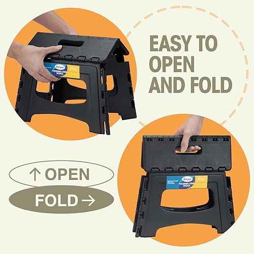 Miniatura 2 de Korpai Upgrade Taburete plegable de 9 pulgadas para adultos y niños con capacidad para hasta 300 libras, taburetes plegables antideslizantes con