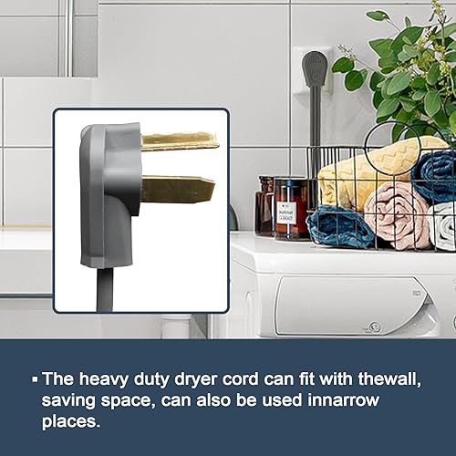 Miniatura 5 de EP Cable de secado de 3 puntas, 10 pies SRDT 103, cable de alimentación de extensión de electrodomésticos de 30 amperios, NEMA 10-30, gris