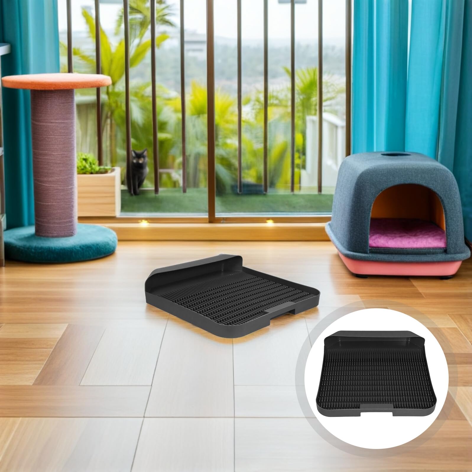 INOOMP Alfombrilla para Bandeja Gatos Alfombrilla Grande Gatos Antideslizante De Plástico Fácil De Limpiar para Evitar Disperse El Baño