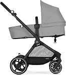Cybex EOS Multi-Purpose Stroller - Converts from Carriage Mode to Reversible Toddler Seat in Seconds, 5 Modes of Use, Travel System Ready with any Cybex Infant Car Seat - Lava Grey/Black Frame