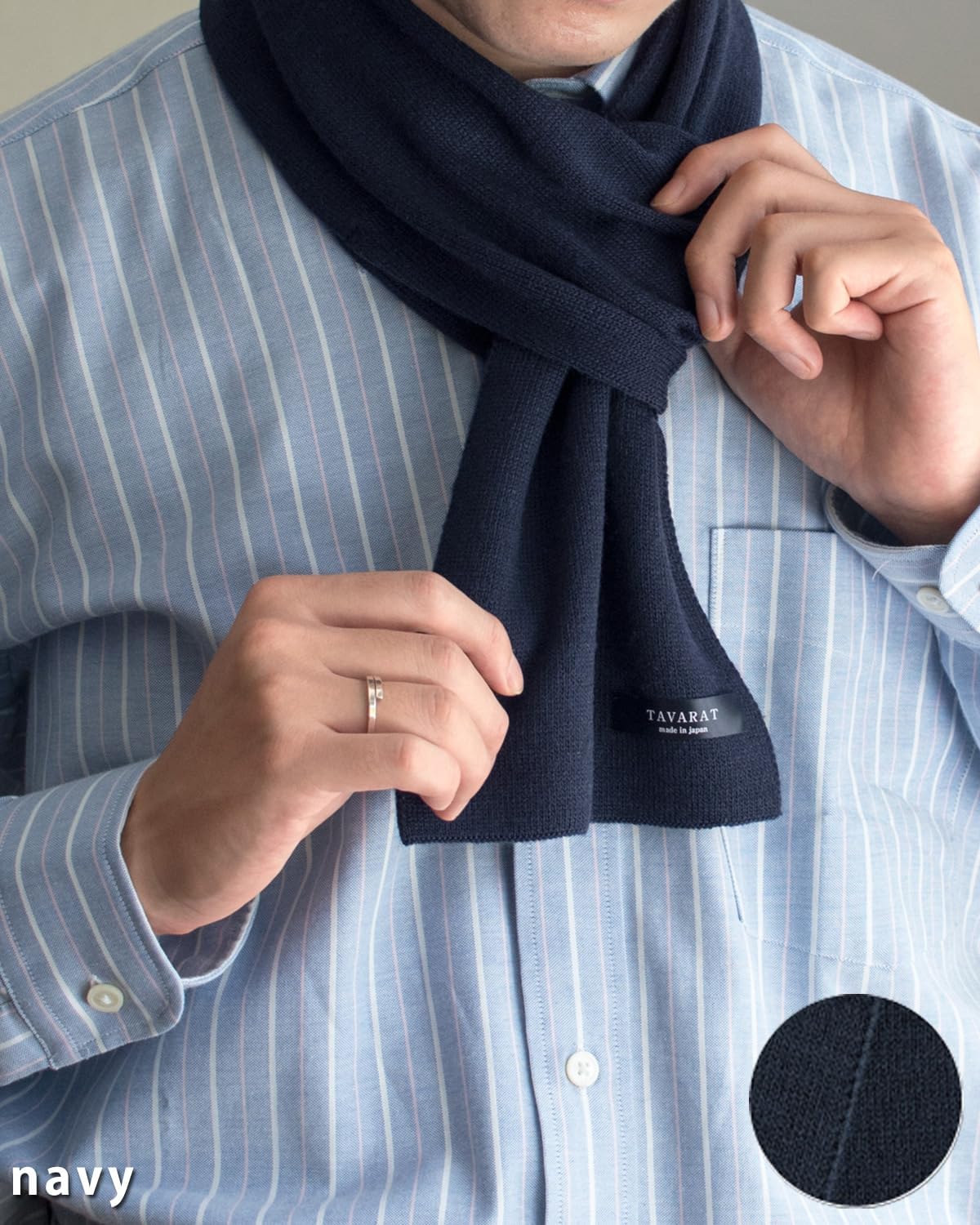TAVARAT] 3-second scarf Mens short scarf compact size winter acrylic nylon wool soft touch Tps-020