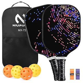 niupipo Pickleball Paddles Set of 2 or 4, USAPA Approved Fiberglass Pickleball Paddle Set with Balls and Bag, Polypropylene Honeycomb Core, Lightweight Pickleball Paddles for Beginners Men Women - Amazon product rated Grade A