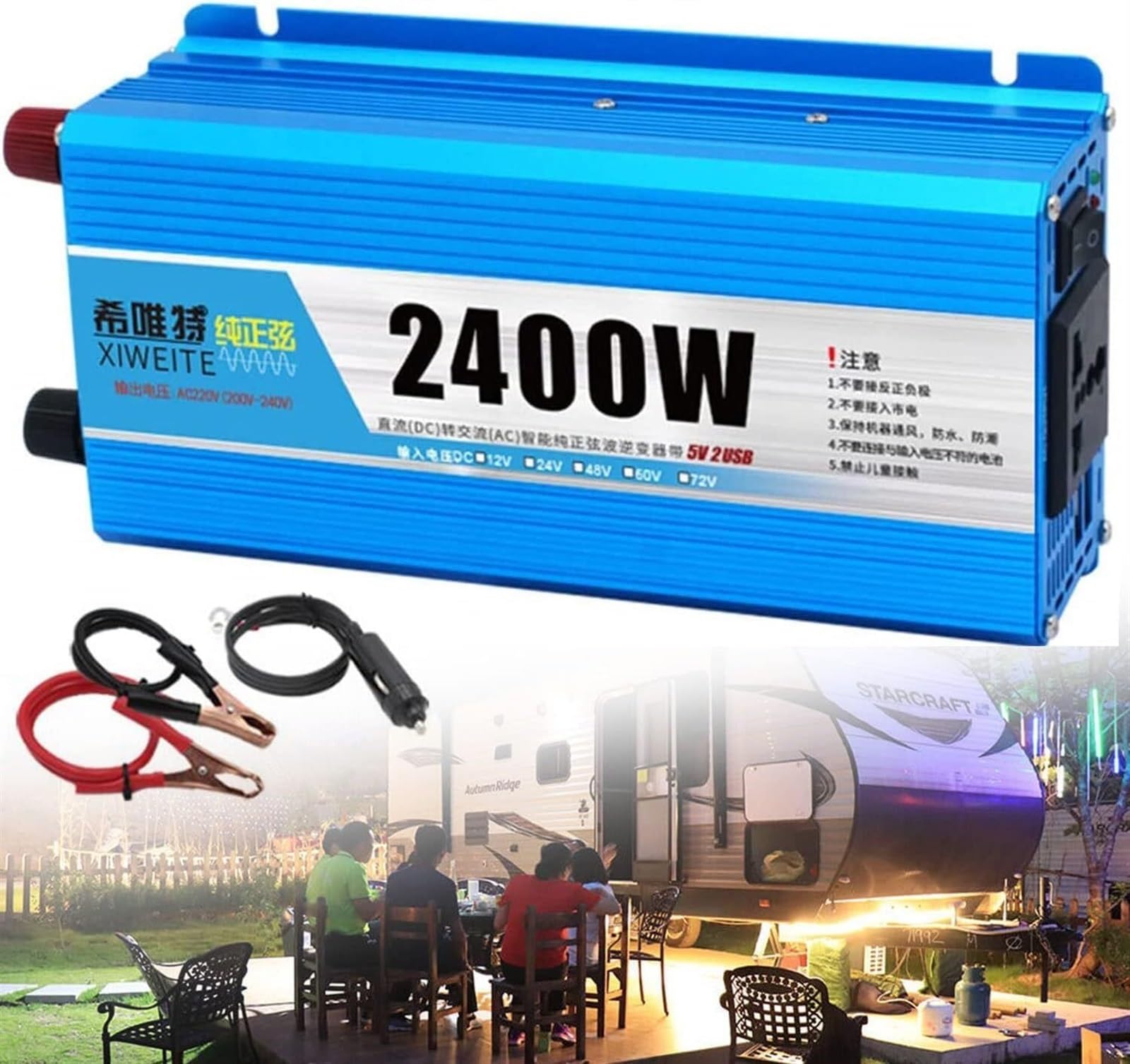 Samochodowa przetwornica napięcia 1500 W 2400 W 4500 W 5500 W 6000 W 7000 W 8000 W 9000 W Czysta sinusoidalna falownik samochodowy 12 V/24 V/48 V/60 V/72 V na 230 V konwerter Pure Sine Wave Inverter