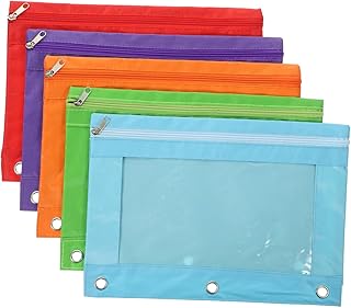 JEWEDECO 5 Peças Pastas Saco De Lápis Bolsas De Lápis Clipes De Fichário Bolsa De Lápis Para Fichário Saco De Armazenamento De Arquivo Cego Malotes De Contas Zíper Saco Cego Notas De