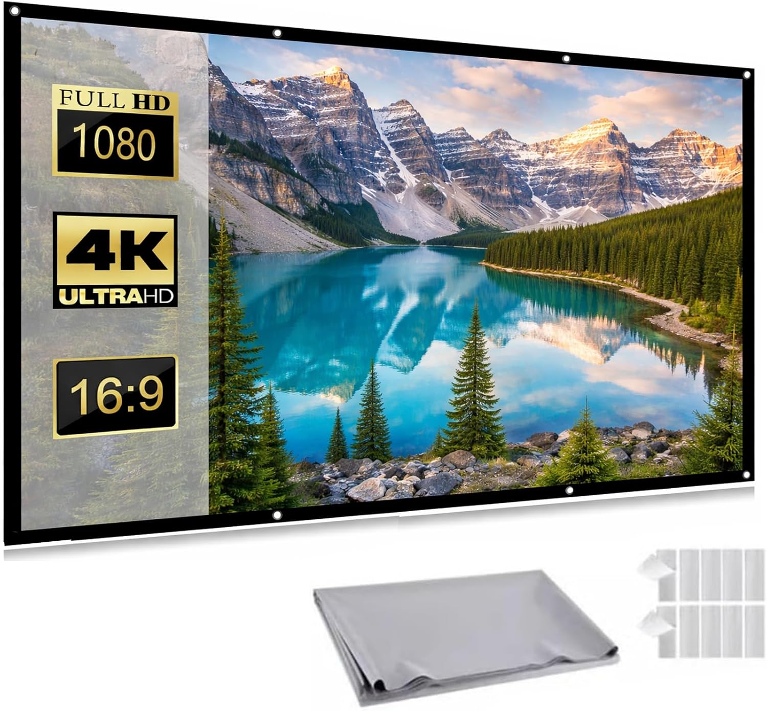 4k Metal Lightproof Foldable Portable Movie Screen, Anti Light Projector Screen - 160° Wide Angle, 16:9, Portable Movie Screen for Home Theater Outdoor Indoor, Daytime Viewing Anti-Light (84In)