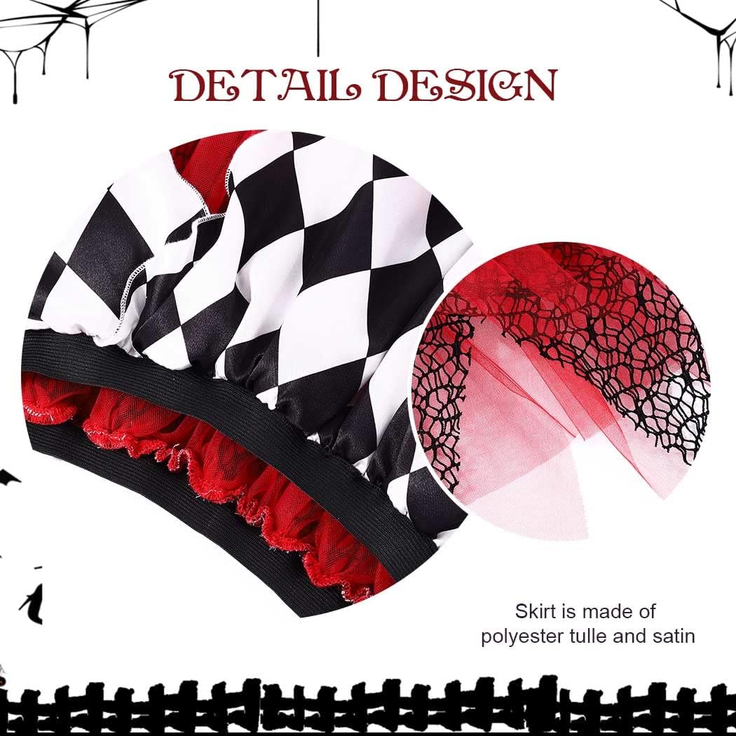 REETAN Red Black Tulle Tutu Skirt Layered Skirts Rave Outfit Halloween Costume for Women