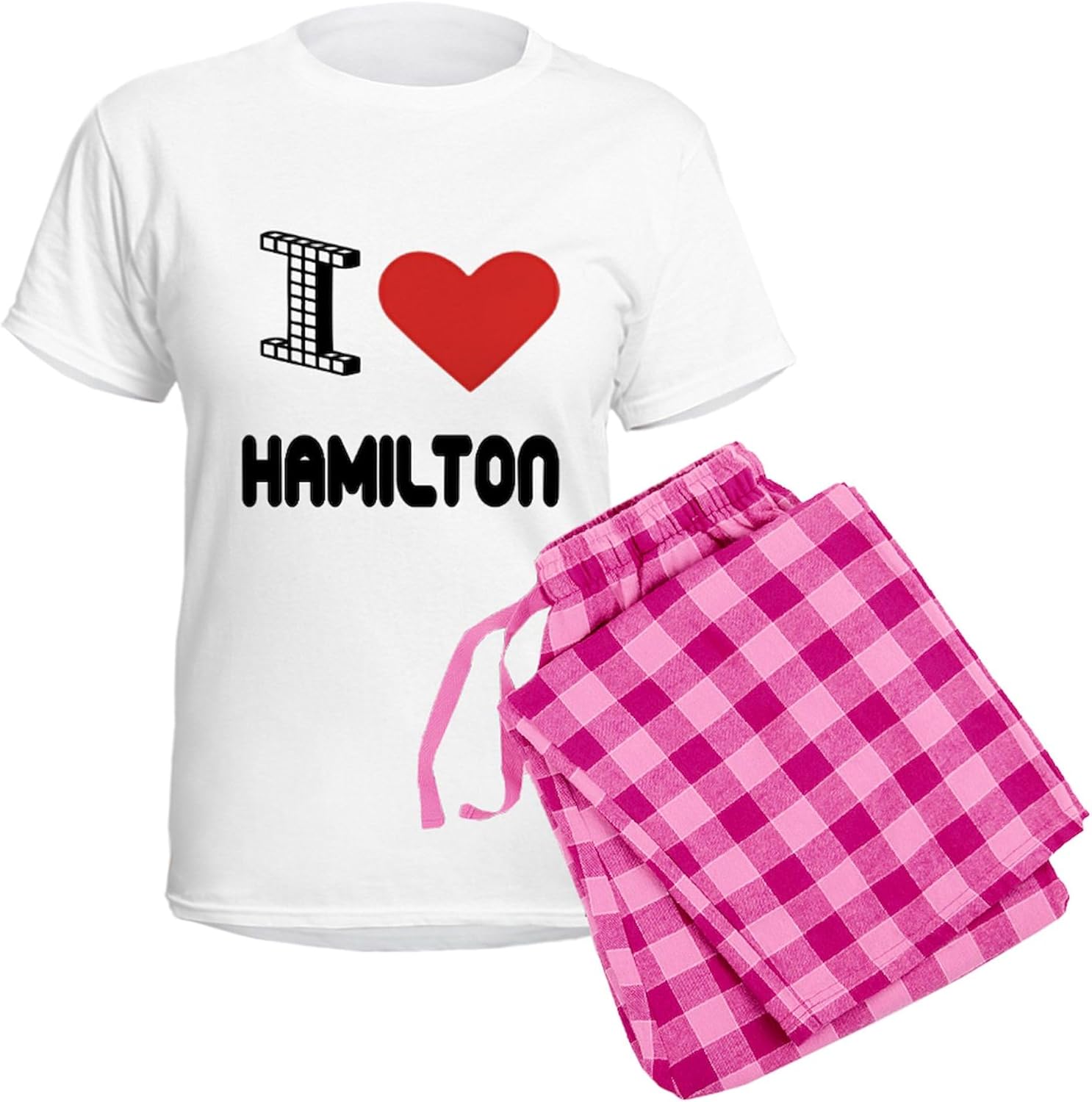 CafePress I Love Hamilton City Women's Light Pajamas Women's Novelty Cotton Pajama Set, Comfortable PJ Sleepwear