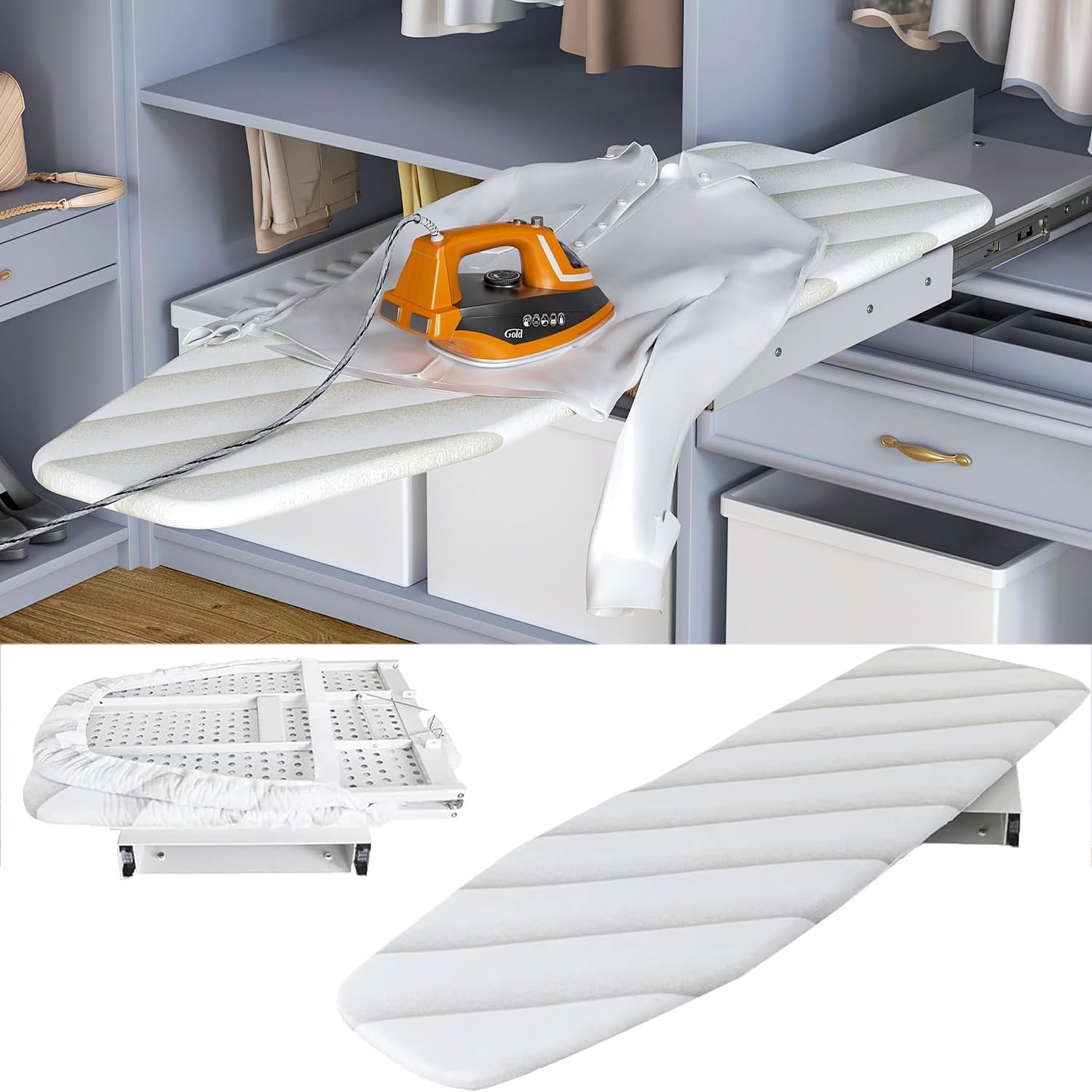 Tcatec Folding Ironing Board, Closet Ironing Board 180 Degree