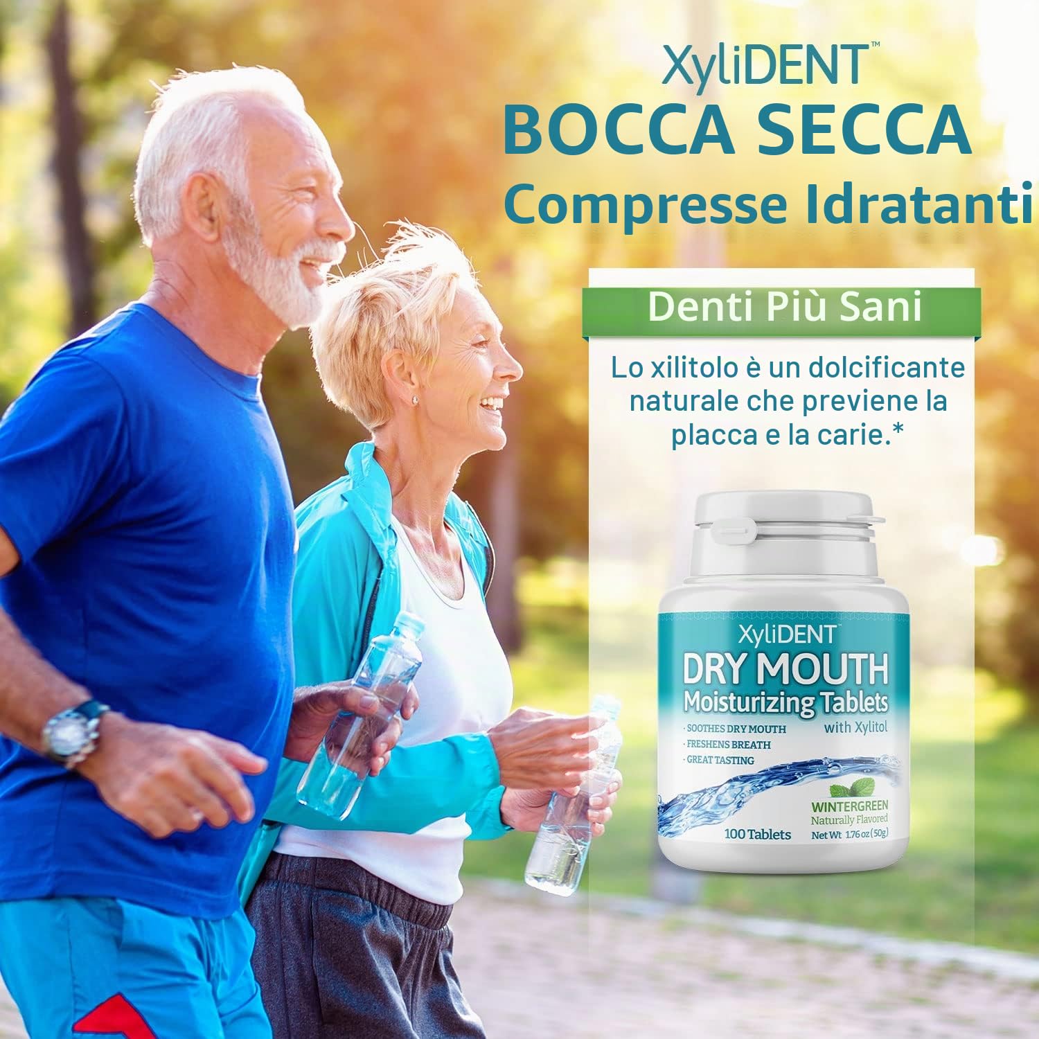 XyliDENT compresse di xilitolo per sollievo dalla bocca secca, verde inverno, 100 pezzi | Stimola la saliva, rinfresca l'alito, riduce la produzione di acido, sollievo ad azione rapida