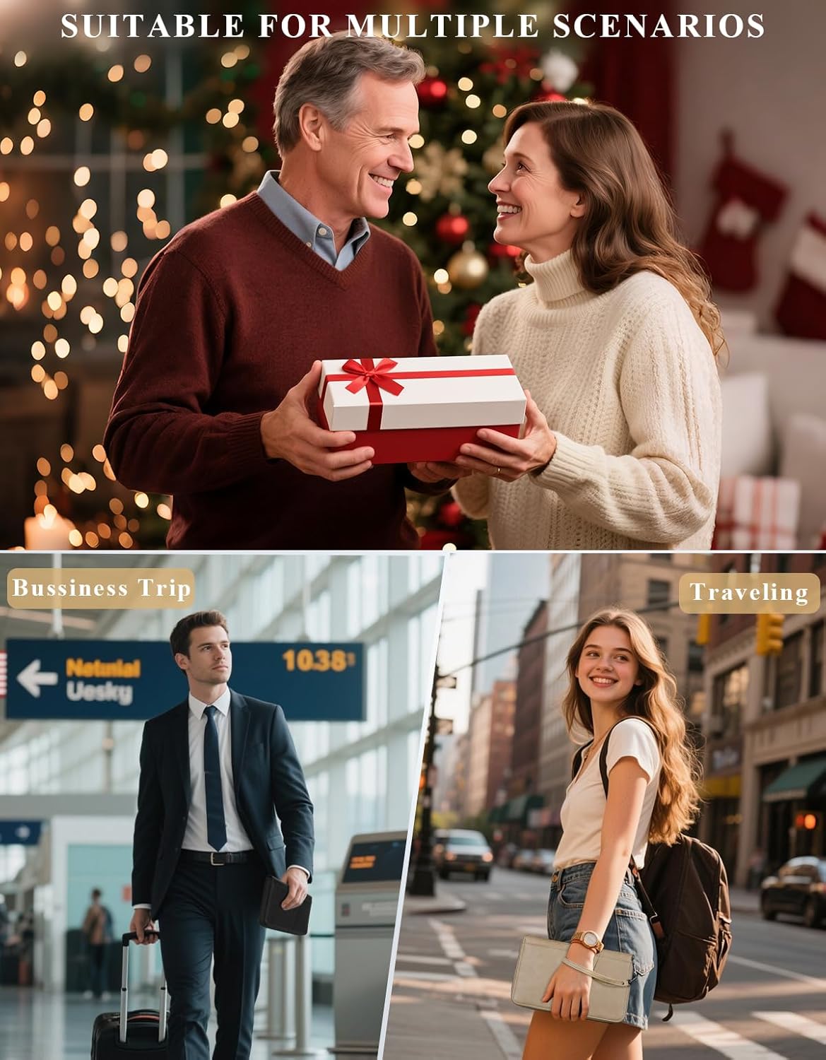 Family Passport Holder Wallet RFID Travel Document Organizer for Women Men, Portable Case Cover for Cards, Boarding Pass with Wrist & Neck Strap, Airtag Pocket, Travel Essentials Gifts (Blue, 1pack) - Image 6