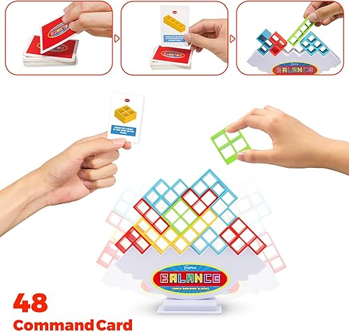Miniatura 3 de iYuePeng 48 piezas de juegos de mesa para niños y adultos, juguetes apilables de equilibrio de la torre Tetra, perfectos para juegos familiares,