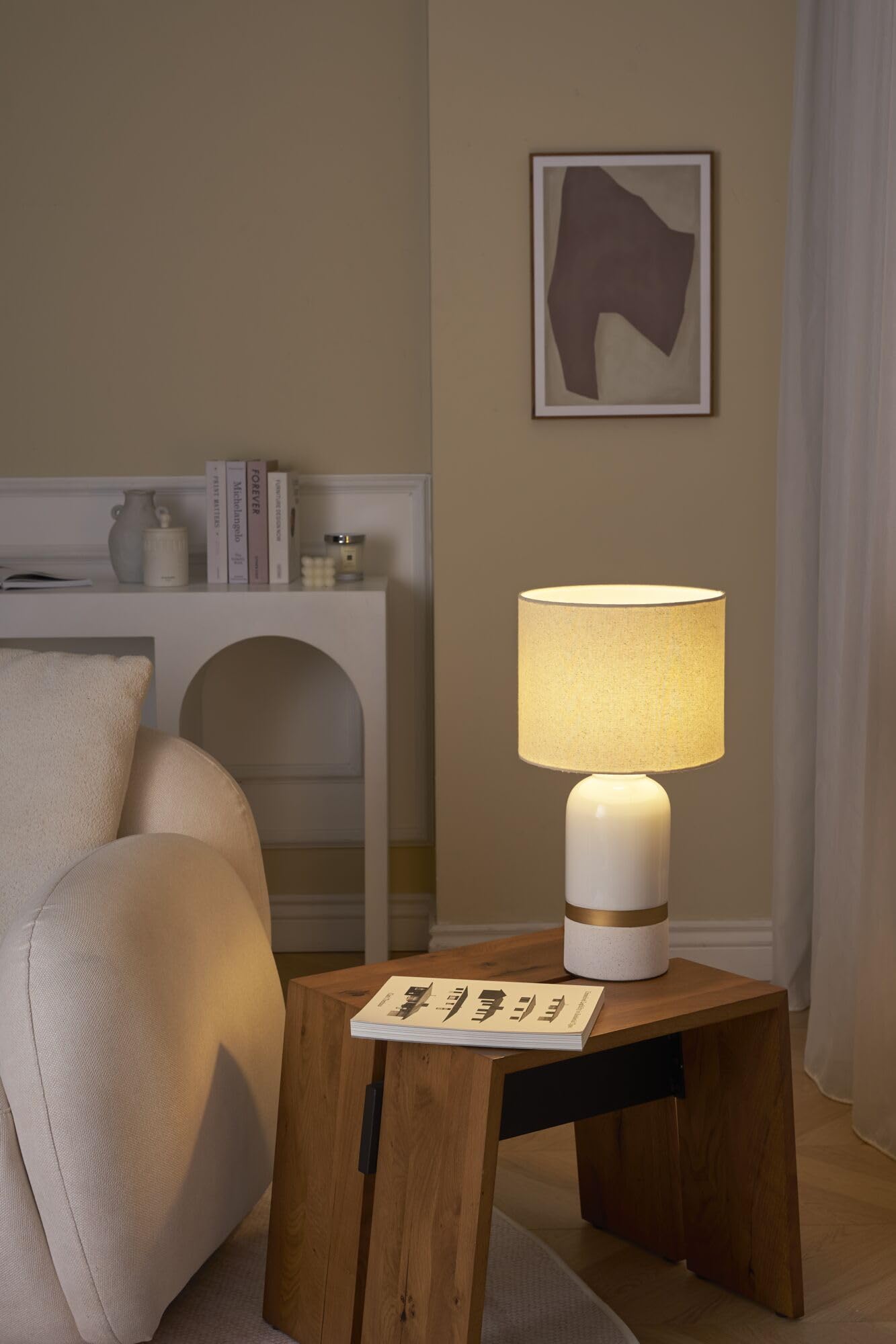 Pauleen Paulmann 48318 Tischleuchte Glowing Soul E14 max. 20W Creme Stoff, Keramik Nachttischleuchte