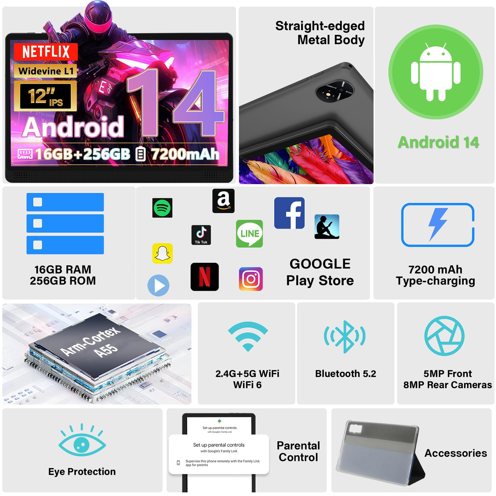 Amazon.co.jp: タブレット 12インチ 大画面 Android 14
