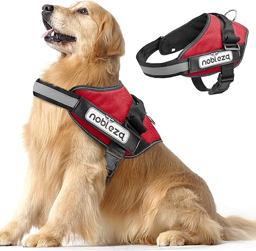 Nobleza - Arnés reflectante sin tirones para perro, con asa y acolchado suave, arnés ajustable de fácil agarre para perros para razas pequeñas,