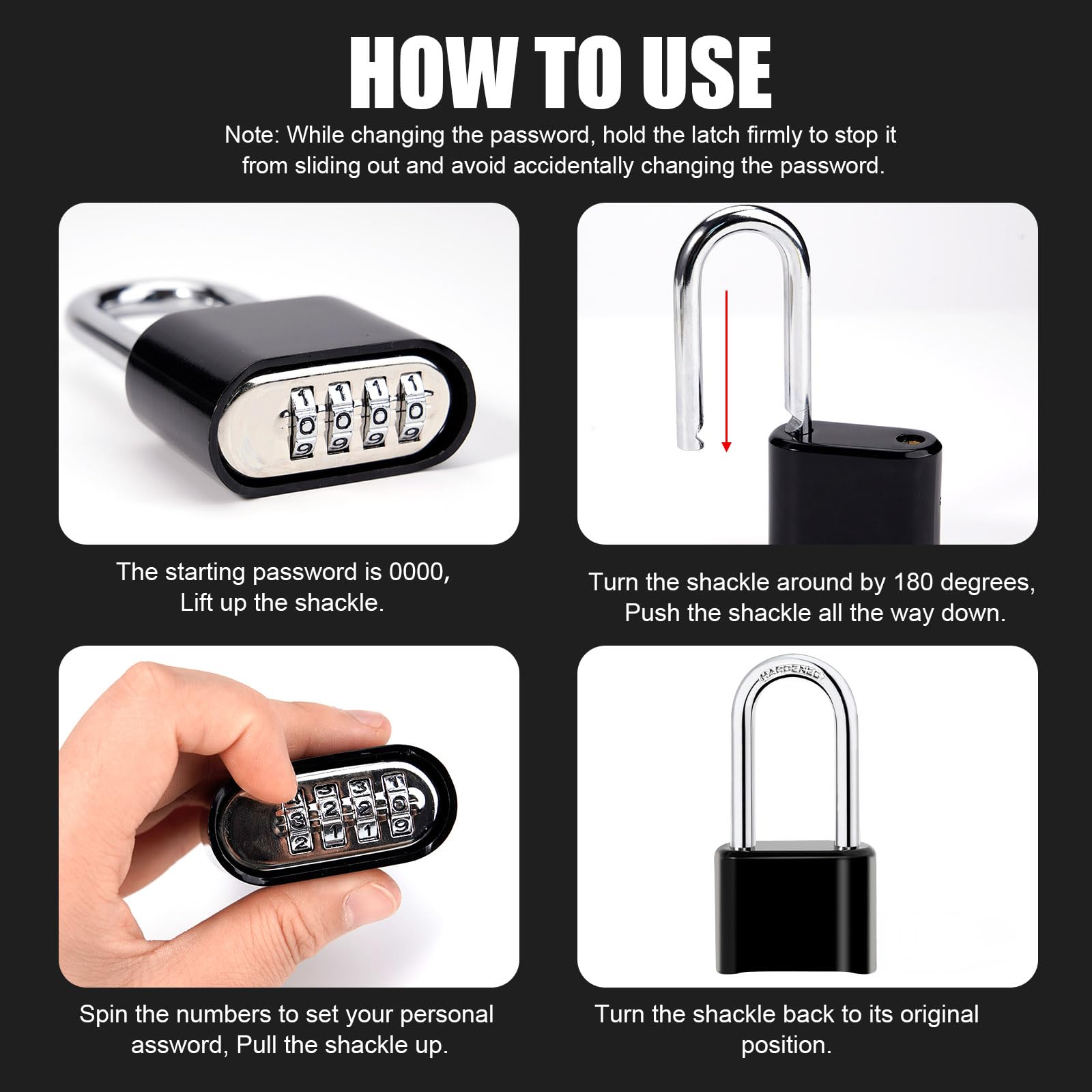 Heavy Duty Combination Padlock Weatherproof Outdoor Padlocks Long Shackle Code Padlock Combination Lock with 4 Digit Code for Fence School Garage Gate Gym - Image 4