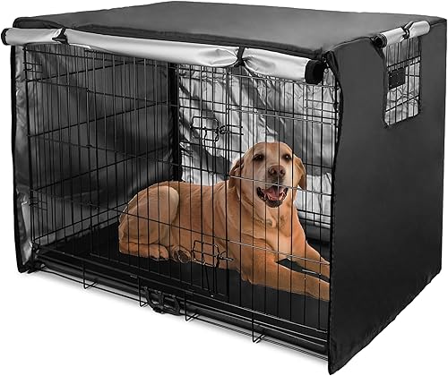 Funda para jaula de perro de 36 pulgadas, puerta doble, perrera para interiores, impermeable, con ventana de ventilación de aire, para interiores y