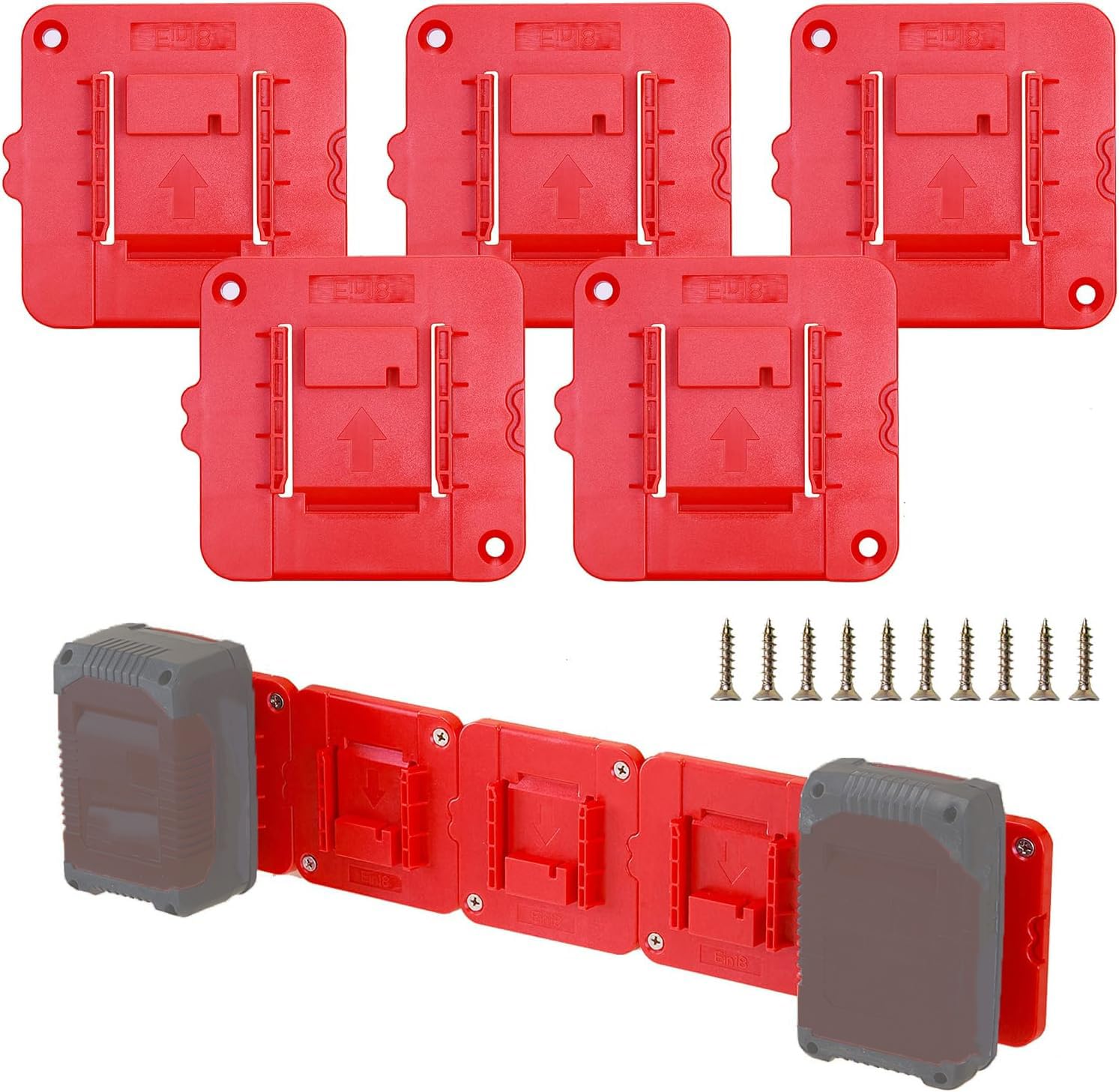 5PCS Rozlchar Batteriehalter Kompatible für for Einhell 18V Akku Wandhalterung Geeignet für Werkstatt Reinigen(mit 10 Schrauben, Keine Batterie)