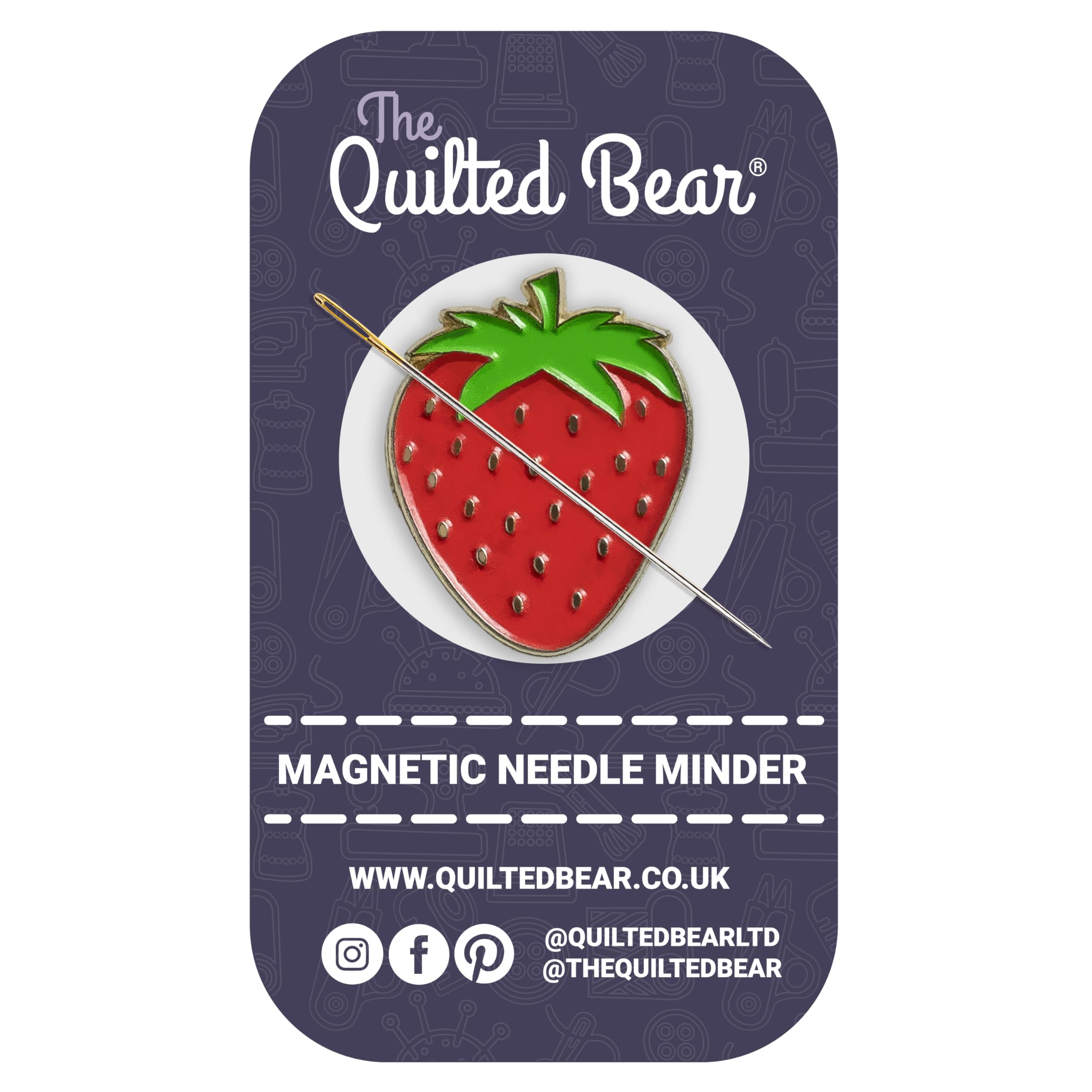 The Quilted Bear Magnetic Needle Minders – Enamel Needle Keeper for Sewing, Embroidery & Cross Stitch Accessories | Secure Holder for Sewing Pins & Needles (Strawberry)