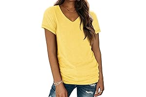 Embrace Summer Style: Women's Yellow V-Neck T-Shirt
