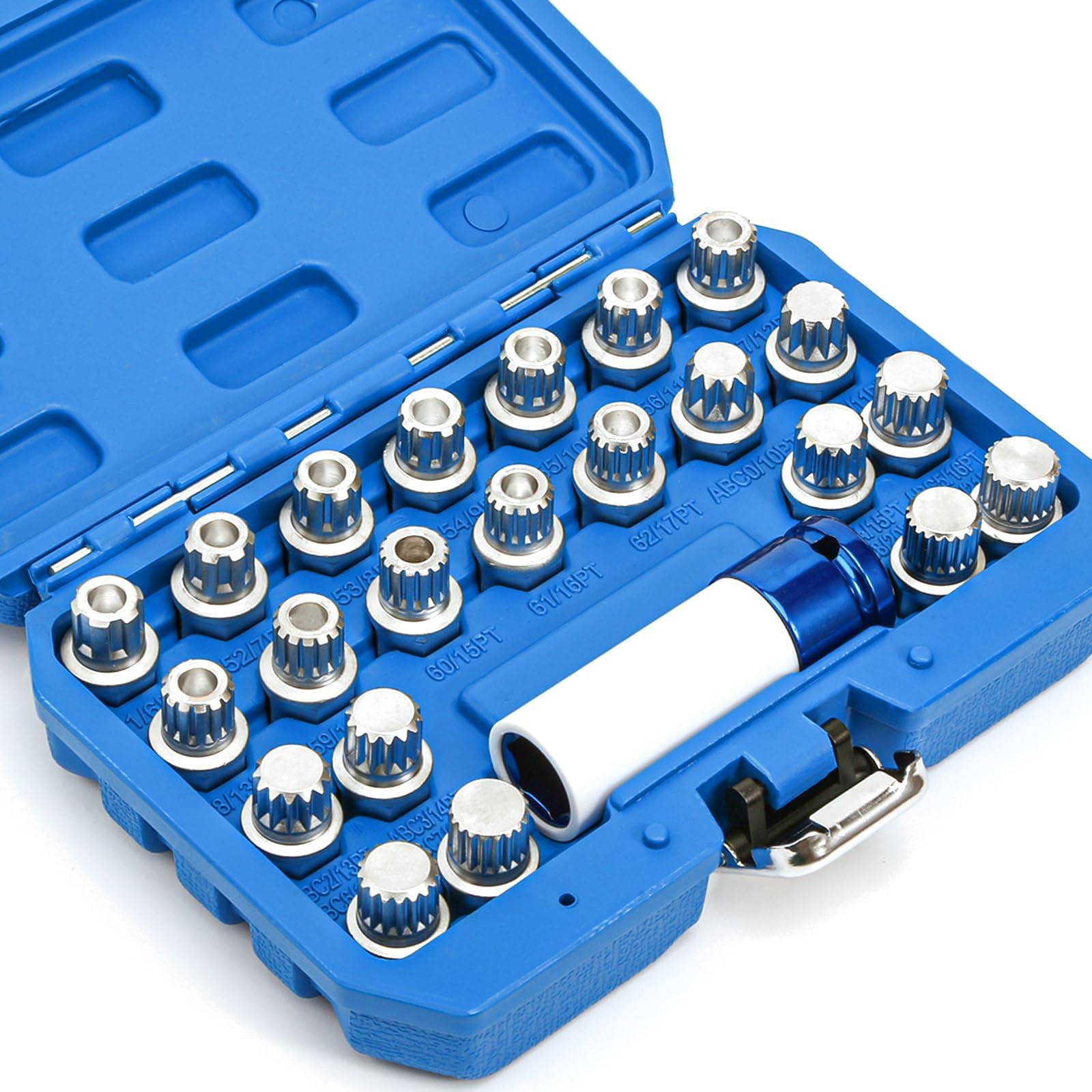 23pcs Anti-Theft Wheel Lock Lug Nut Remover Tool Kit Compatible with VW/for Volkswagen Series, Automotive Wheel Nuts Screw Removal Key Socket Set with 1/2" Square Drive Adapter