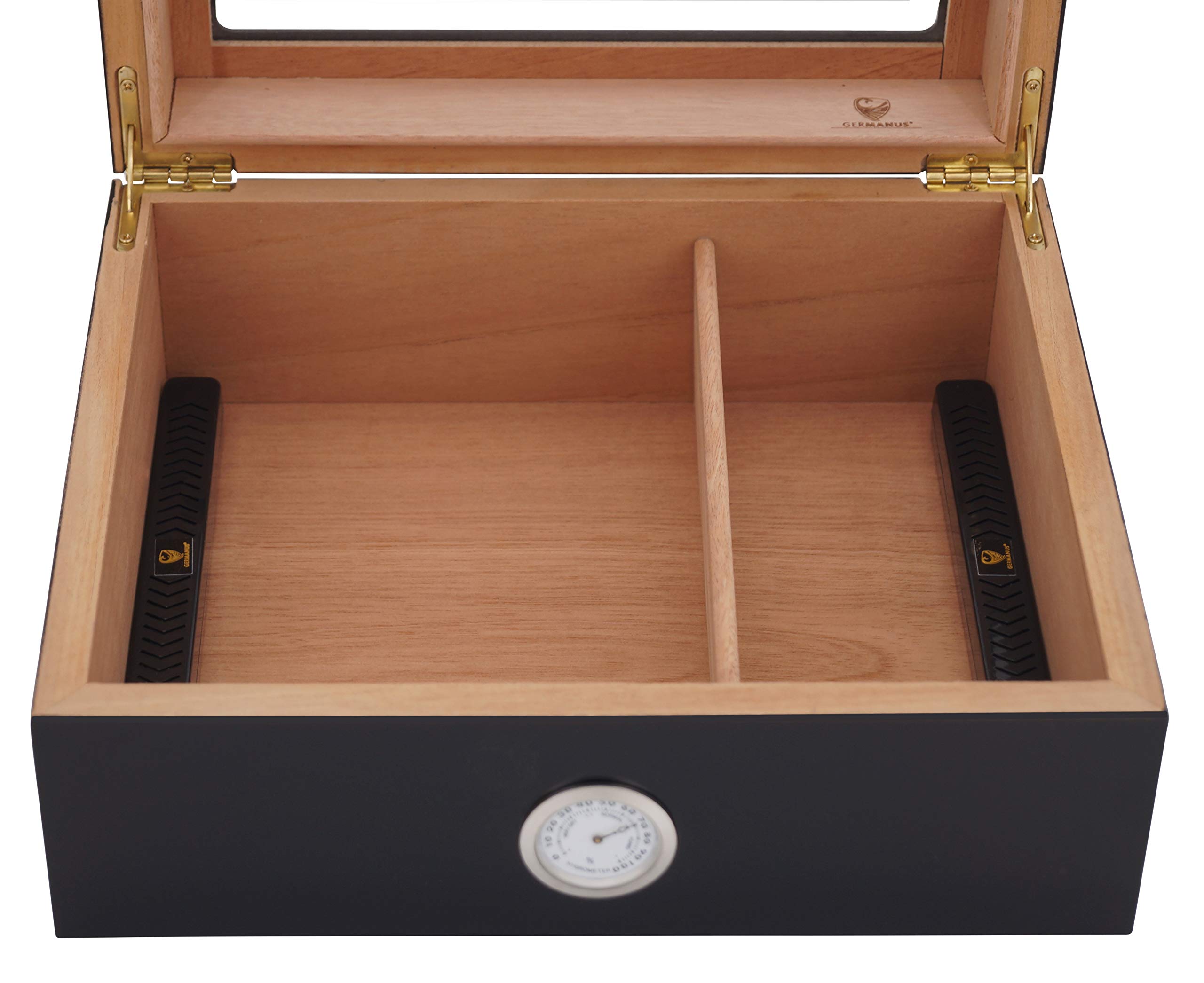 GERMANUS Zigarren Humidor Black Beauty für ca. 50 Zigarren, Schwarz
