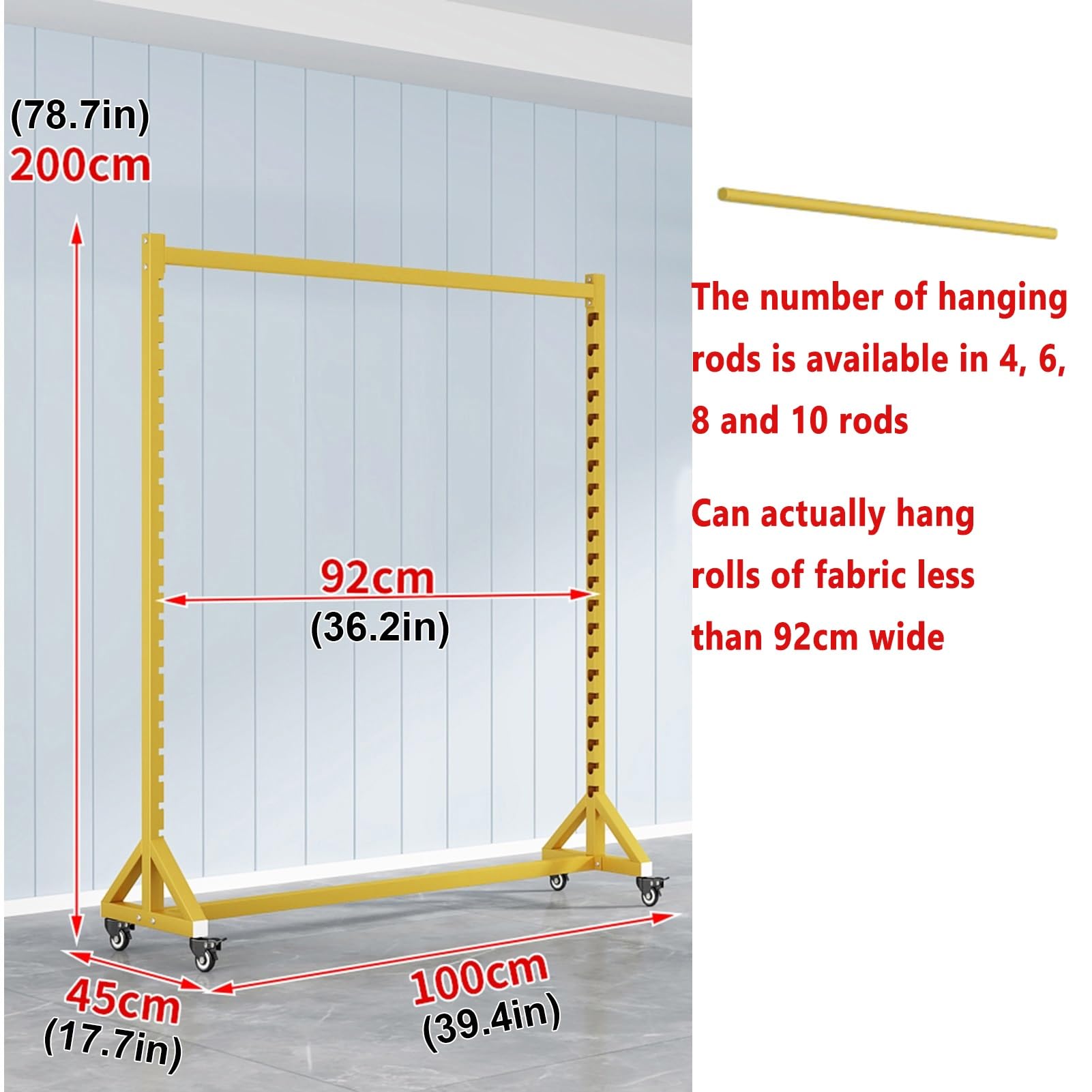 Heavy Duty Vinyl Wrap Storage Rack, regulowany mobilny organizer do rolek z tkaniny. 150x45x200cm stalowa półka z kółkami 360 obrotowych, łatwy montaż, konstrukcja oszczędzania miejsca