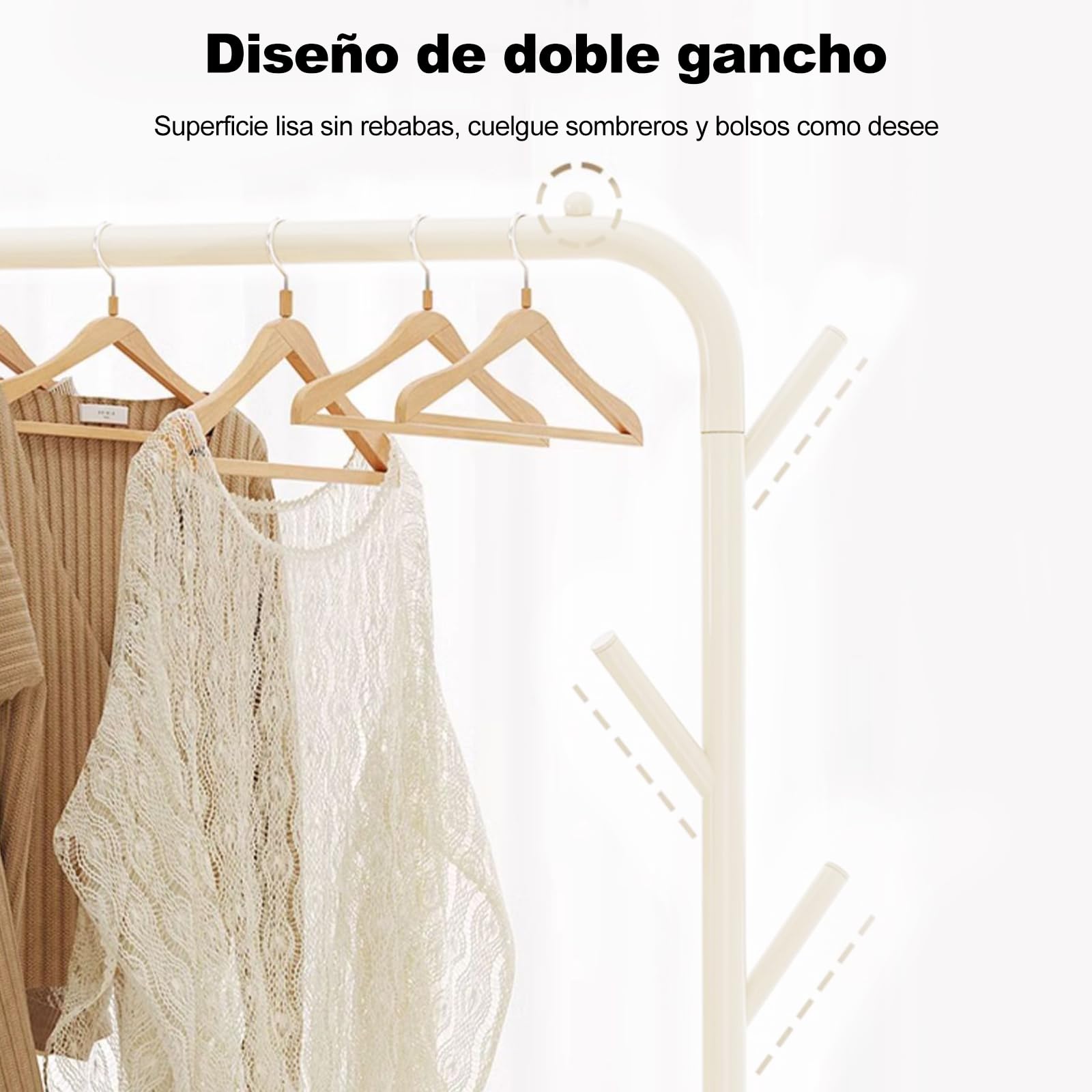 Ergocar Perchero, Perchero Independiente con Ruedas, Multifuncional Burro Ropa de Metálico, Montaje Fácil, para Ropa, Bolsos, Sombreros, Zapatos