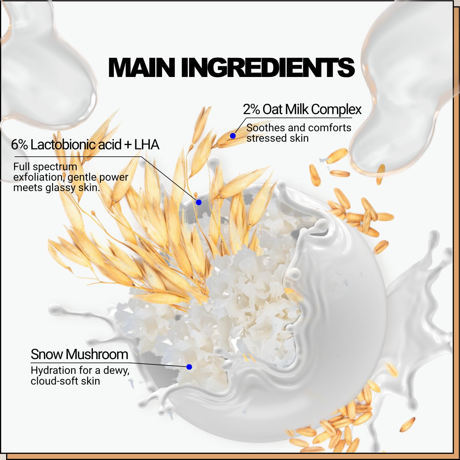 Oat Milk PHA Serum - Gentle Exfoliating Hydrating Milky Nourishing Formula with 6% Lactobionic Acid & 2% Oat Milk for Sensitive Skin Care - Image 4