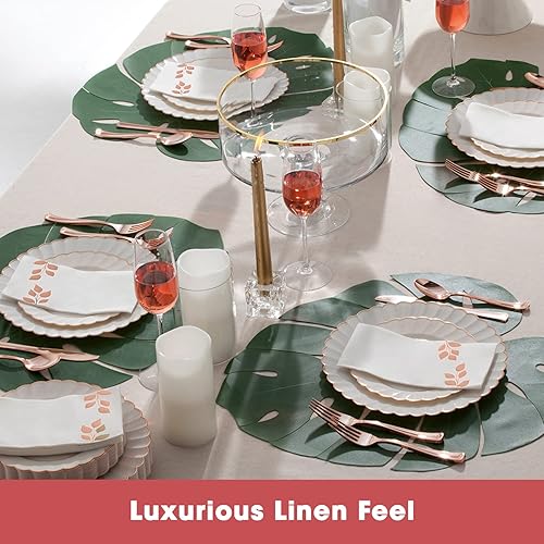 Miniatura 7 de By Madee Paquete de 50 servilletas desechables de color oro rosa, elegantes servilletas de fiesta con estampado de papel metálico  Servilletas