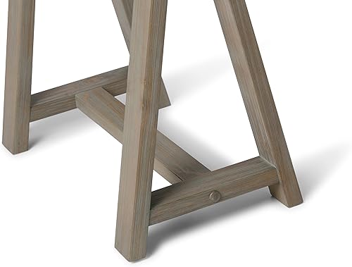Miniatura 294 de SIMPLIHOME Sawhorse - Mesita de noche de madera maciza de 24 pulgadas de ancho, moderna, industrial, color gris envejecido, para sala de estar y