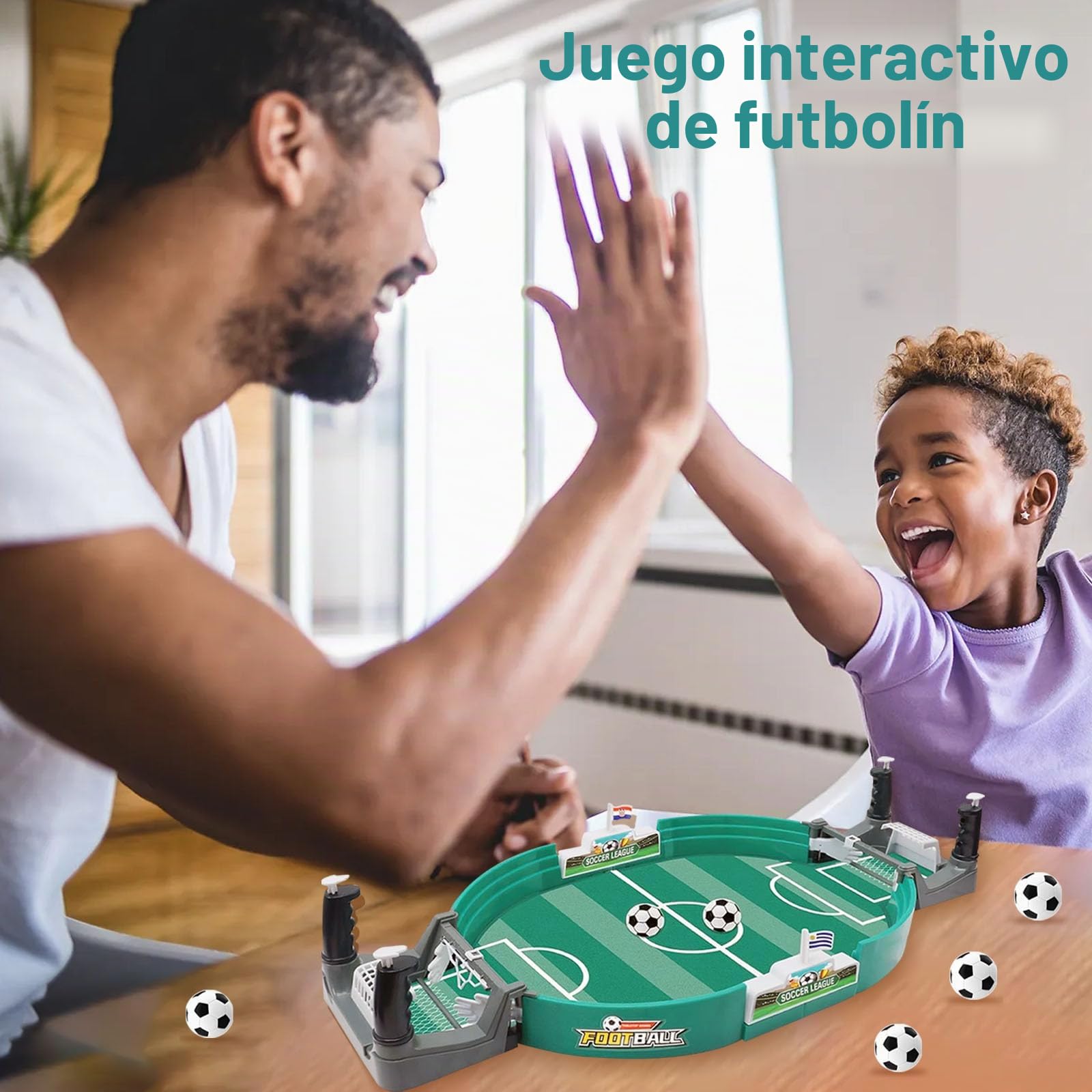 Juego de Futbolín Interactivo para Niños Con 6 Balones, Mini Futbolín, Regalos y Juguete Familiar
