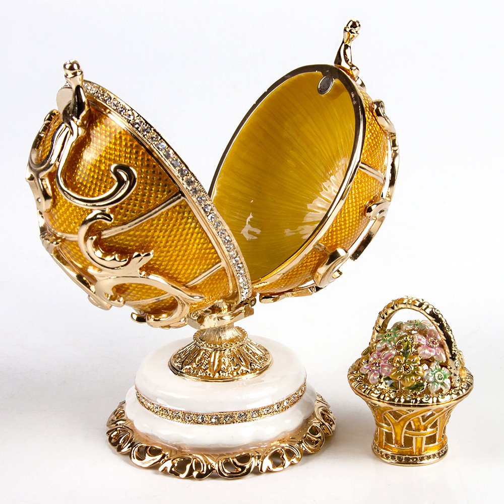 Buy Swarovski Crystals Faberge Egg Ornament with Spring Basket Double