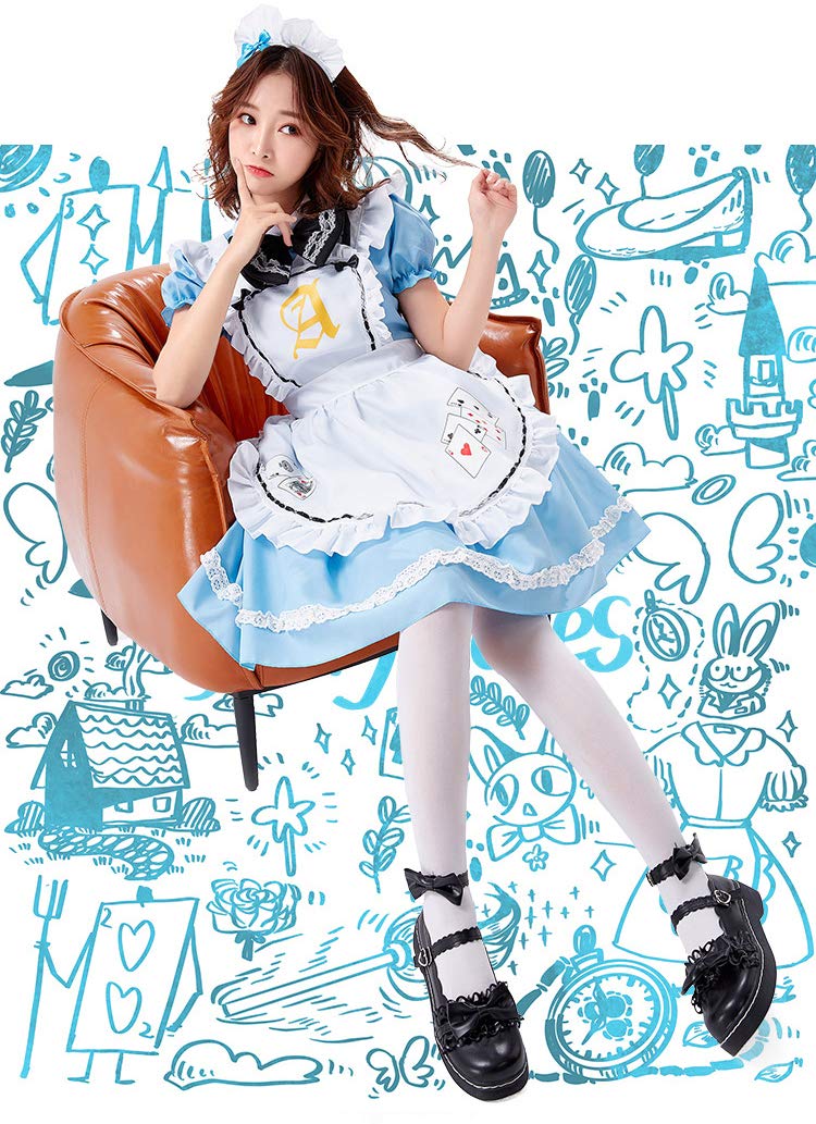 Amazon.co.jp: アリスメイド服 コスプレ 衣装 髪飾り付属 ワンピース