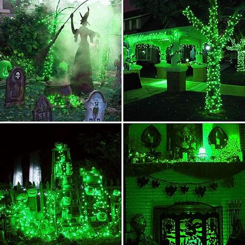 Miniatura 5 de Paquete de 2 tiras de luces solares de 72 pies, 200 LED, 8 modos, funciona con energía solar, luces de Navidad para exteriores, impermeables, luces