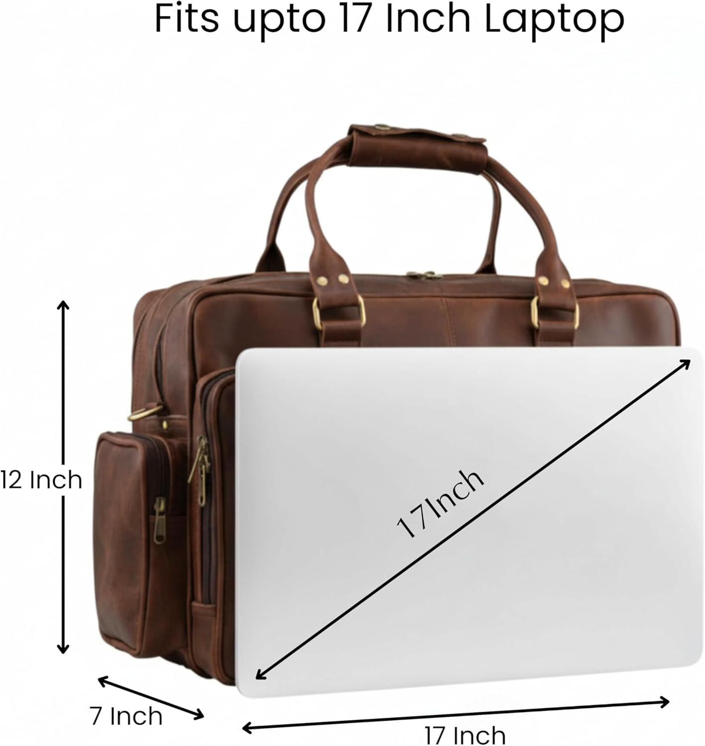 Handmade World Large Leather Briefcase Duffel Bag For Men 'BossWell Office' Fits 18 Inch Laptop Messenger For Business Travel