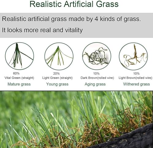Miniatura 4 de Césped artificial de 13 x 23 pies (299 pies cuadrados) césped artificial realista de césped artificial sintético de lujo grueso césped para