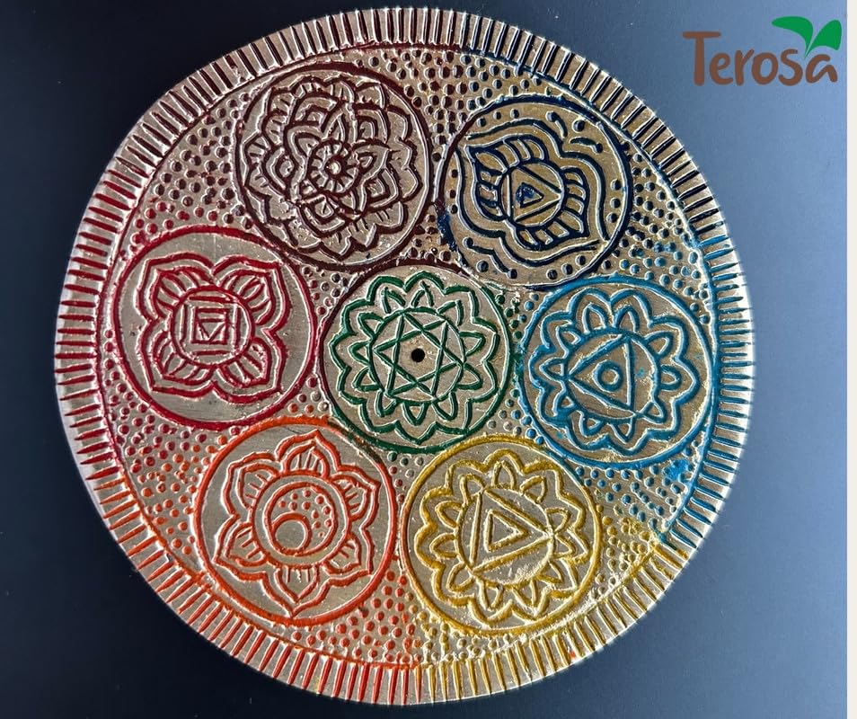 Terosa Chakra Round Incense Stand or Agarbatti Stand or Ash Catcher | Handmade | 10cm Diameter 2