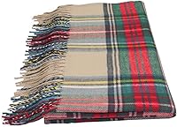 Vista 10 de NY GOLDEN FASHION Bufanda de invierno de gran tamaño para mujer, diseño de tartán escocés, a cuadros, con tacto de cachemira rojo (Red Tartan)