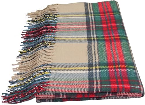 Miniatura 10 de NY GOLDEN FASHION Bufanda de invierno de gran tamaño para mujer, diseño de tartán escocés, a cuadros, con tacto de cachemira rojo (Red Tartan)