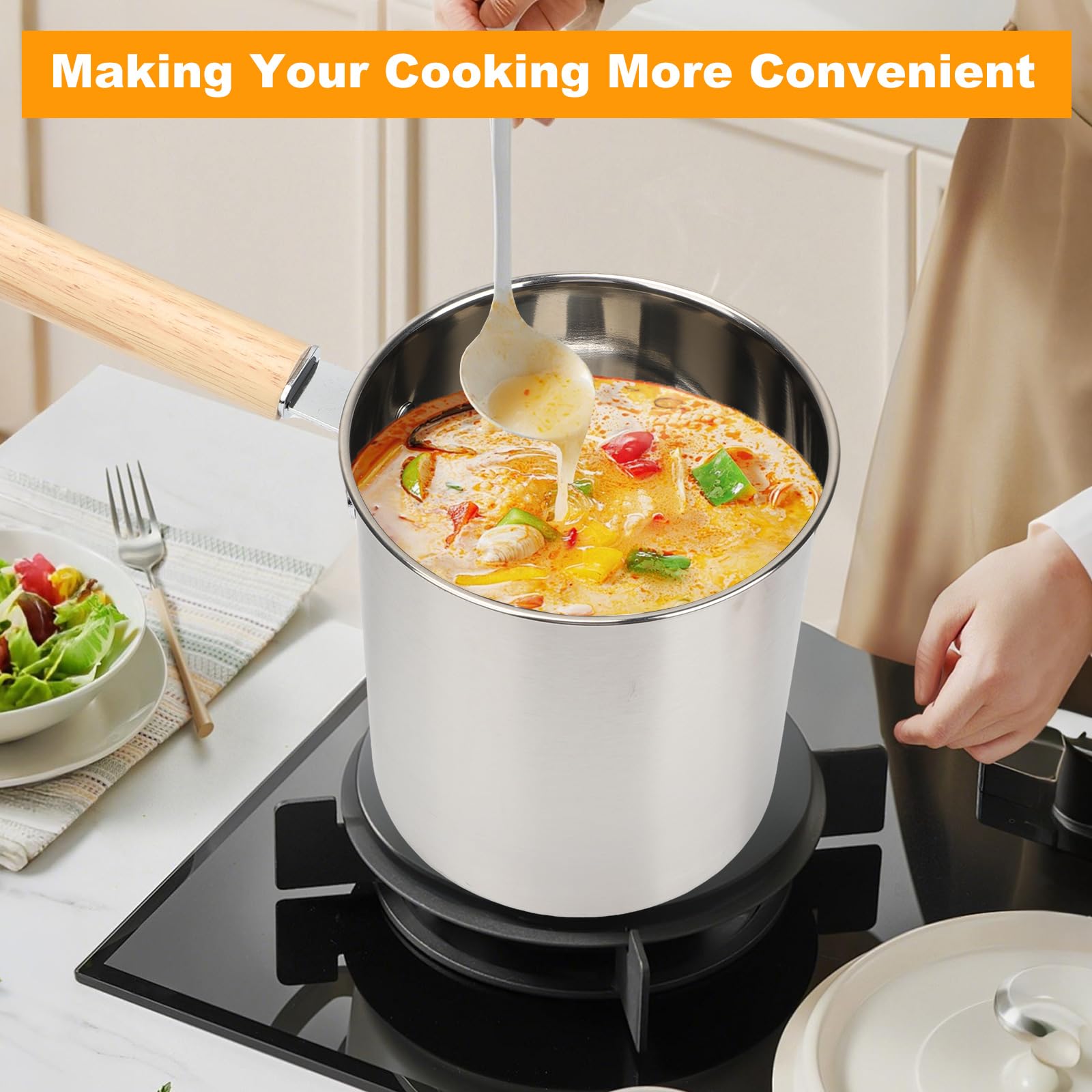 Mini Friteuse avec Panier Passoire,Pots de Filtre à Huile en Acier Inoxydable Avec Couvercle Et Clip Anti-PoussièRe, RéCipient Graissee PoignéE Pour Graisse Cuisson Frire pour Frites,Poisson (3L)