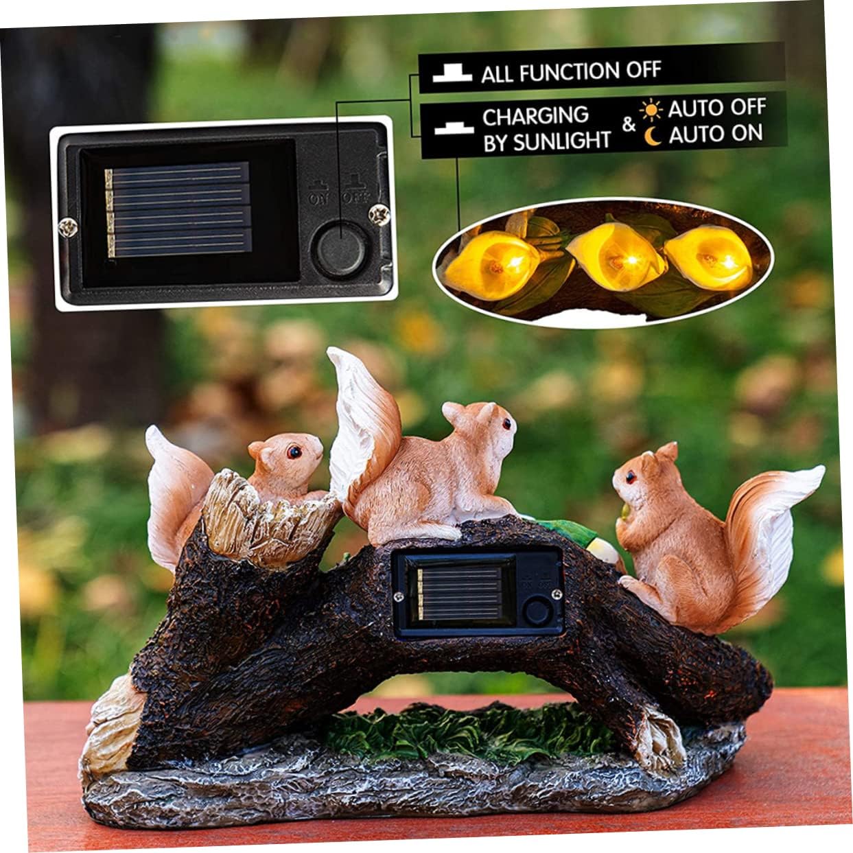 Solar Squirrel Light for Garden Decor Resin Landscape Lamp Outdoor Decorative Features for Lawn and Yard Adornment