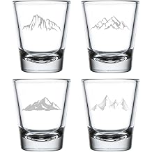 MIP Set of 4 Shot Glasses 1.75oz Shot Glass Gift Mountains Collection Outdoors Hiking Rock Climbing