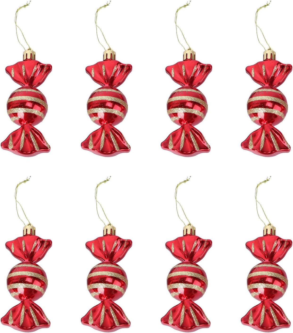 HEMOTON 8pcs DIY Candy Shape Christmas Pendant Hanging Ornaments 9.5cm Round Candy Decoration for Holiday Party Seasonal Tree Décor