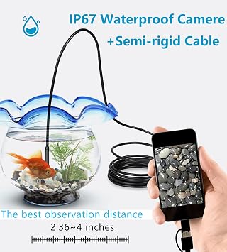5.5 mm Borescope Inspection Snake Camera Waterproof,USB C Endoscope for Phone, Computer, 16.4 Ft Semi-Rigid Cord with 6 LED Lights, Compatible with Windows