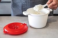 Vista 6 de KitchenCraft Arrocera - Vaporizador para microondas, plástico sin BPA, 1,5 litros, blanco/rojo